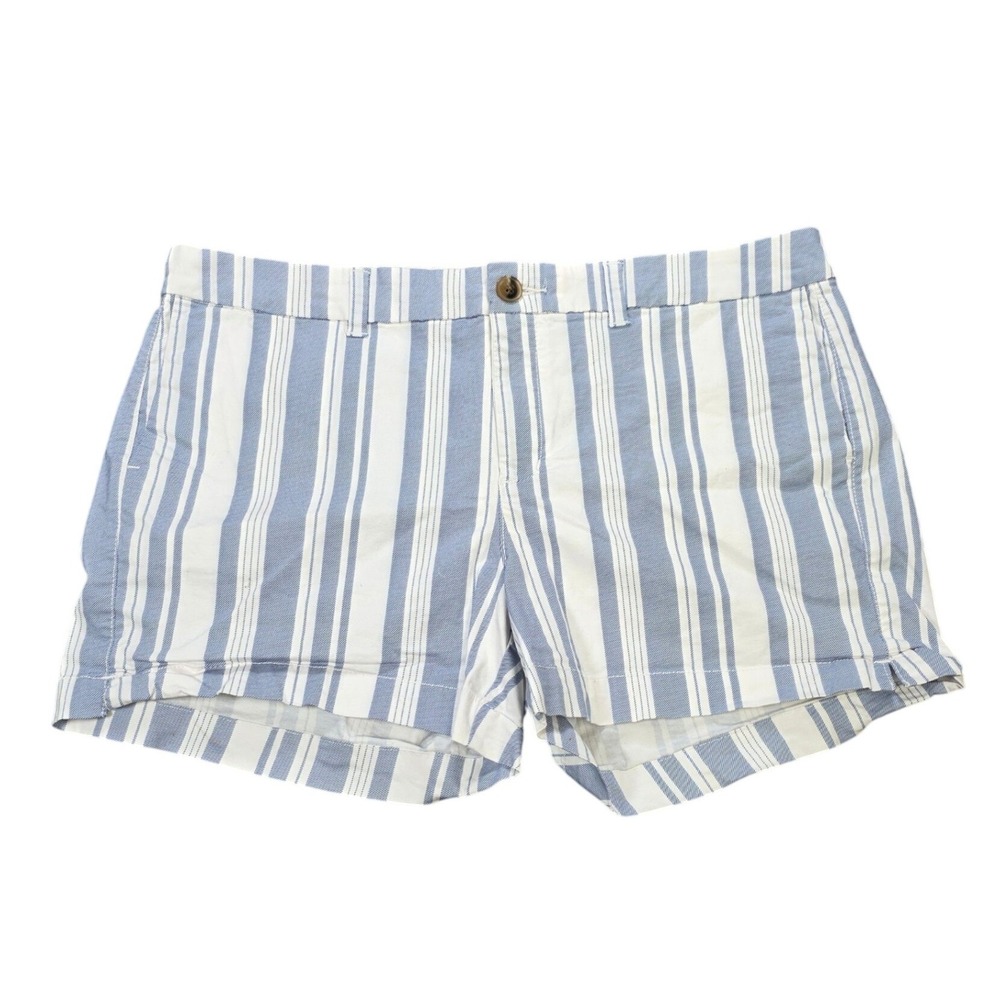 Old Navy Everyday Short Womens Sizs 14 Blue White Striped Mid Rise Cotton Casual